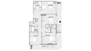 Apartment floor plan, 3 bedrooms in VERDAN1A 4 No. 11013